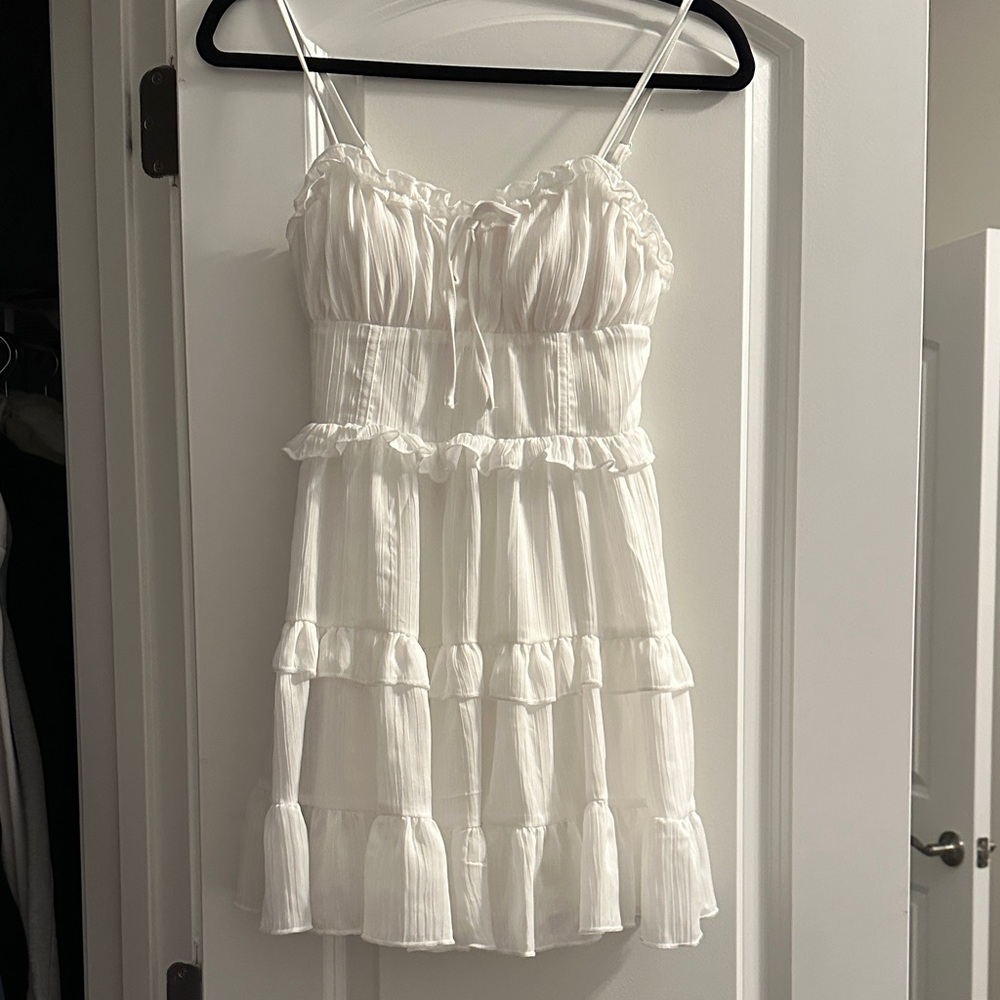 White Ruffled Sleeveless Dress